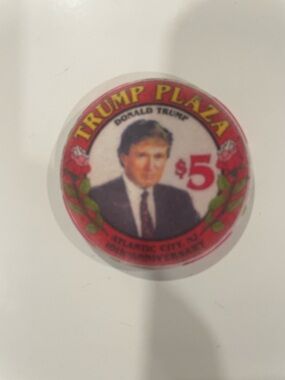 Vintage $5 Political Button - Red and White